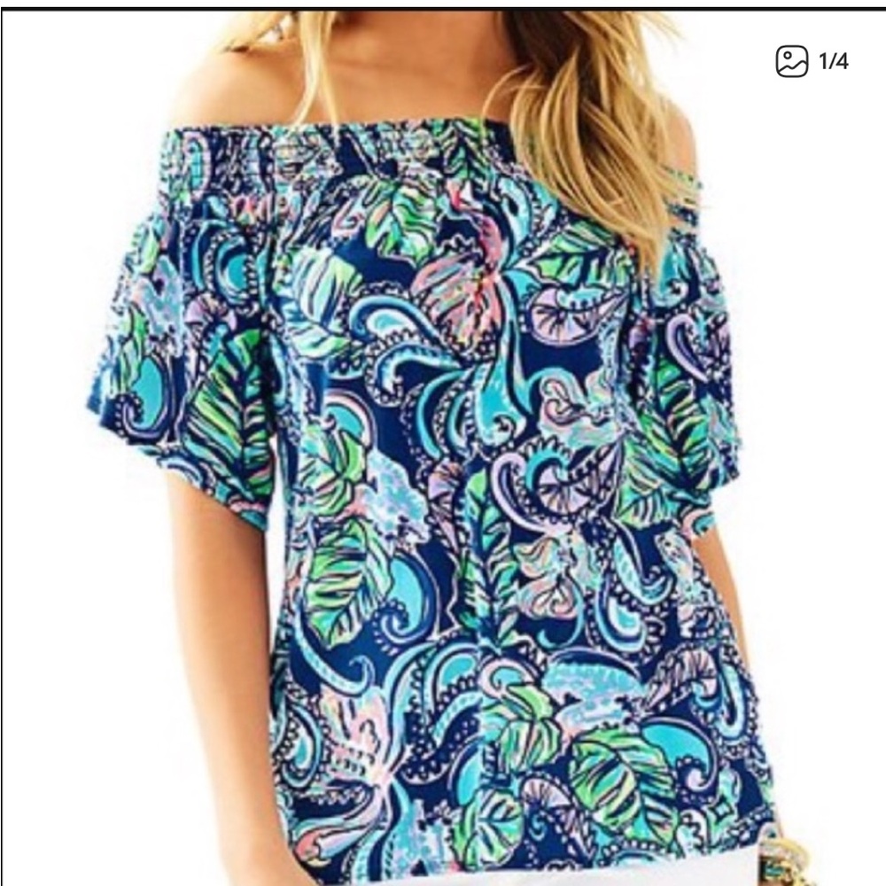 Lilly Pulitzer Almeria Off Shoulder Top Sz XS